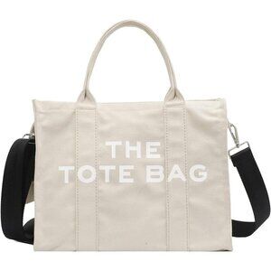 Women Beige Personalized Canvas Crossbody Tote Bags with Zipper Mini Top-Handle